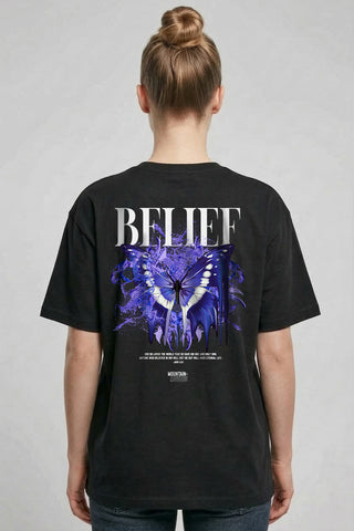 Belief Streetwear Oversized Shirt Front- und BackPrint im Lifestyle Look, Mountain Movers DACH