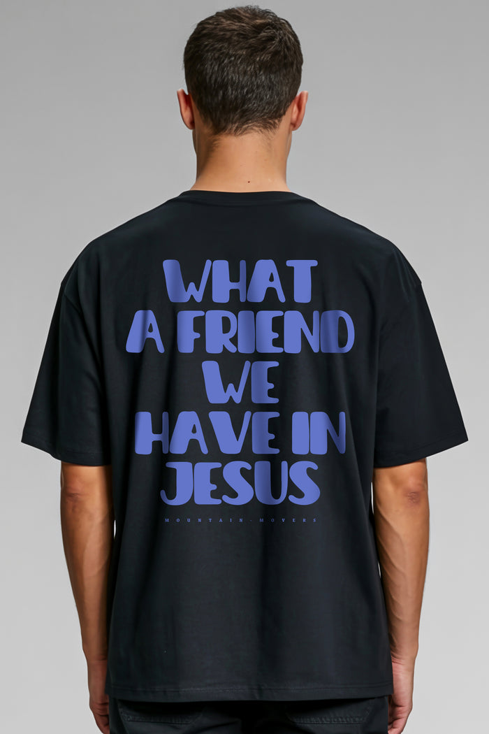Vriend in Jezus Oversized T-Shirt Rugprint
