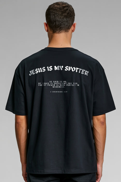 Jesus is my Spotter Gym Oversized Shirt Backprint