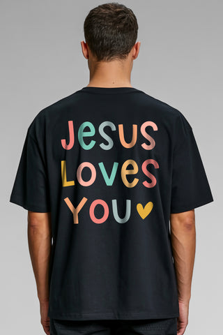 Jesus loves you pastell Oversized Shirt BackPrint im Lifestyle Look, Mountain Movers DACH