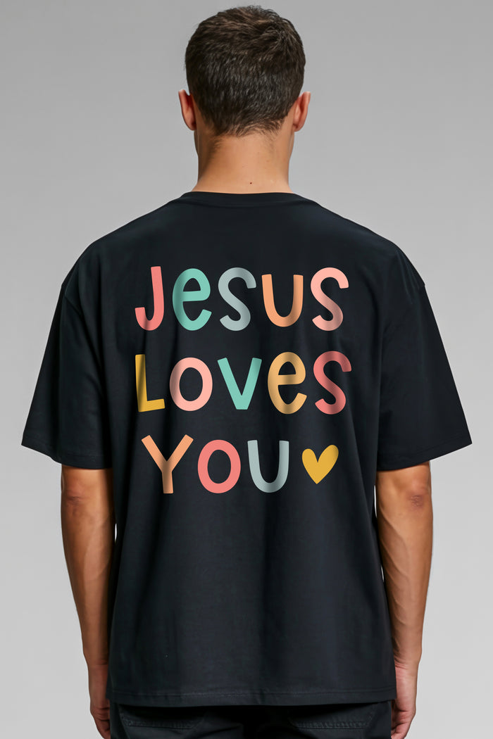 Jesus love you Pastel Oversized Shirt Back Print