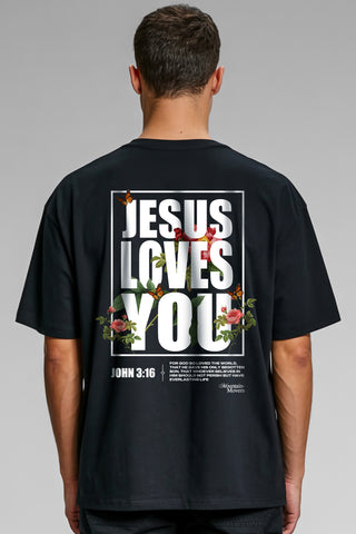 Jesus loves you Flower Oversize Shirt, christliche Streetwear von Mountain Movers