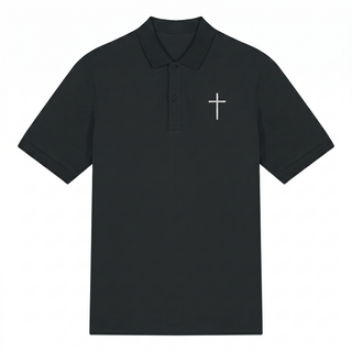 Kreuz Unisex Polo T-Shirt Schwarz (Stick)