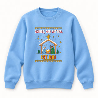 Christ der Retter ist da Krippe Christmas Sweatshirt Babyblau