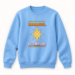 Immanuel Gott mit uns Stern Christmas Sweatshirt Babyblau