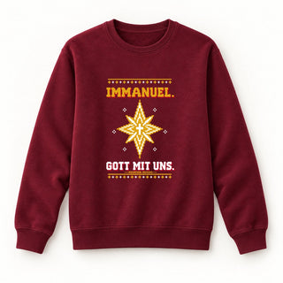 Immanuel Gott mit uns Stern Christmas Sweatshirt Burgunder
