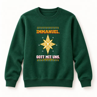 Immanuel Gott mit uns Stern Christmas Sweatshirt Grün