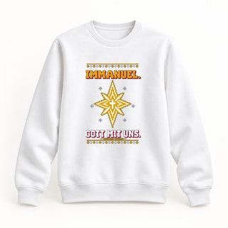 Immanuel Gott mit uns Stern Christmas Sweatshirt Weiß