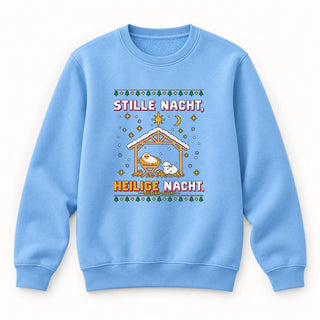Stille Nacht Heilige Nacht Krippe Christmas Sweatshirt Babyblau