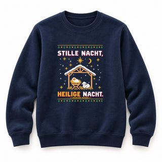 Stille Nacht Heilige Nacht Krippe Christmas Sweatshirt Navy