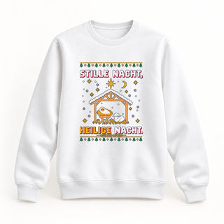 Stille Nacht Heilige Nacht Krippe Christmas Sweatshirt Weiß