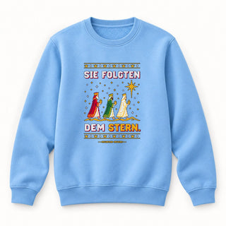 Sie folgten dem Stern Könige Christmas Sweatshirt Babyblau