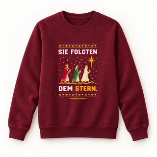 Sie folgten dem Stern Könige Christmas Sweatshirt Burgunder