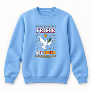 Friede auf Erden Taube Christmas Sweatshirt Babyblau