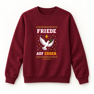 Friede auf Erden Taube Christmas Sweatshirt Burgunder
