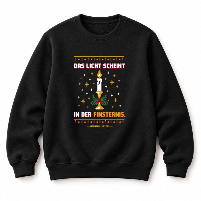 Das Licht scheint in der Finsternis Kerze Christmas Sweatshirt