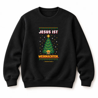Jesus ist Weihnachten Tannenbaum Christmas Sweatshirt Schwarz