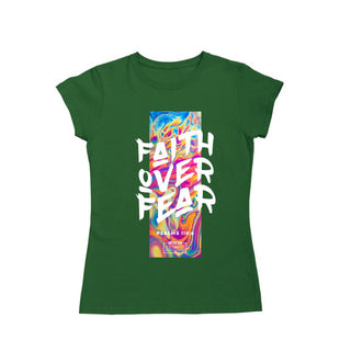 Geloof over angst Dames T-shirt BackPrint