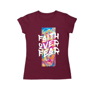 Geloof over angst Dames T-shirt BackPrint