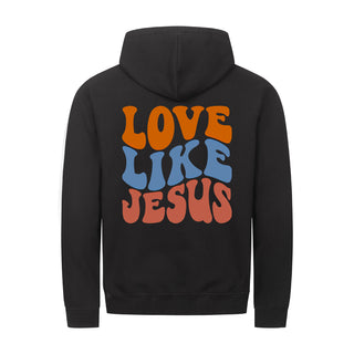 Love Like Jesus Wavy Zipper Hoodie Backprint