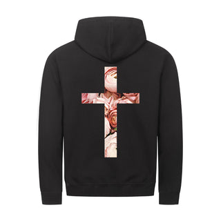 rose cross Zipper Hoodie Backprint