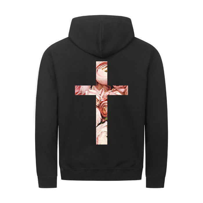 Rose Cross Zipper Hoodie Rugprint