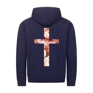 rose cross Zipper Hoodie Backprint