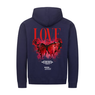 Love Streetwear Zipper Hoodie Backprint Detailansicht, Mountain Movers christliche Streetwear