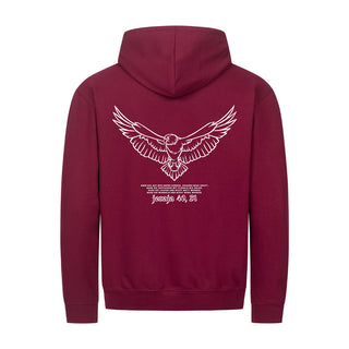 Adler Jesaja 40,31 Zipper Hoodie Backprint Detailansicht, Mountain Movers christliche Streetwear