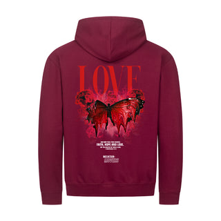 Love Streetwear Zipper Hoodie Backprint Detailansicht, Mountain Movers christliche Streetwear