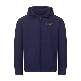 Golden love Zipper Hoodie Detailansicht, Mountain Movers christliche Streetwear