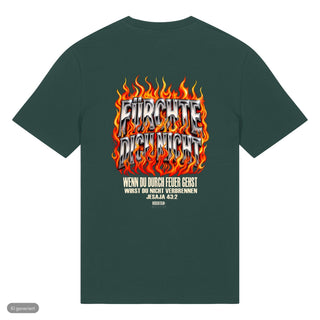 Fürchte dich nicht Flammen T-Shirt, Grün, Rückseite