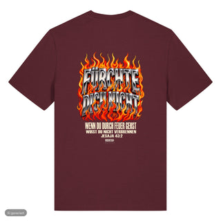 Fürchte dich nicht Flammen T-Shirt, Burgunder, Rückseite