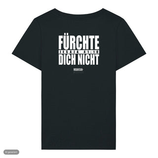 Fürchte dich nicht Typo Frauenshirt, Schwarz, Rückseite