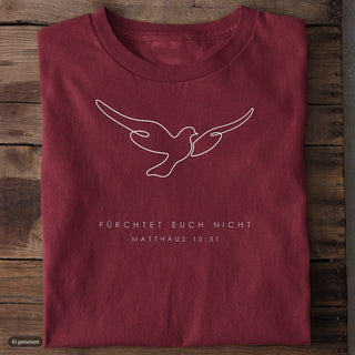 Fürchtet euch nicht Taube T-Shirt, Burgunder, Vorderseite