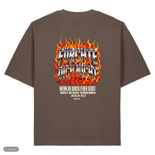 Fürchte dich nicht Flammen Heavy Oversized Shirt, Mocha, Rückseite