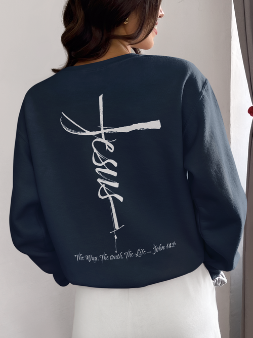 Jesus cross sweatshirt backprint