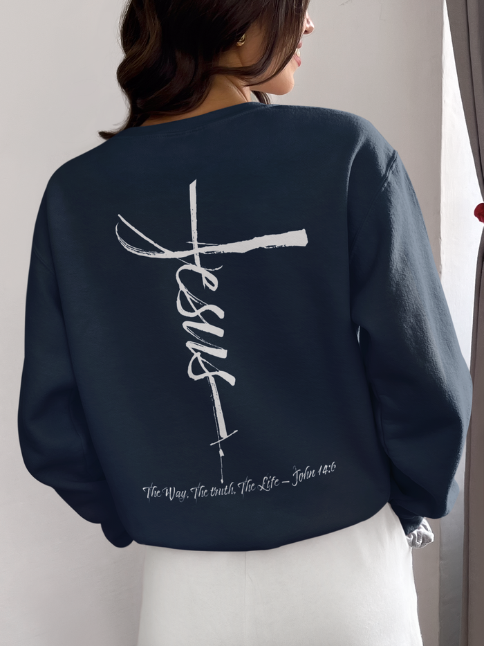 Jesus cross sweatshirt backprint