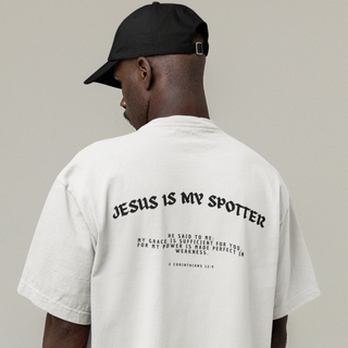 Jezus is mijn Spotter Gym Oversized T-shirt BackPrint