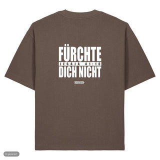 Fürchte dich nicht Typo Heavy Oversized Shirt, Mocha, Rückseite