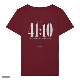 Jesaja 41:10 Frauenshirt deutsch, Burgunder, Rückseite
