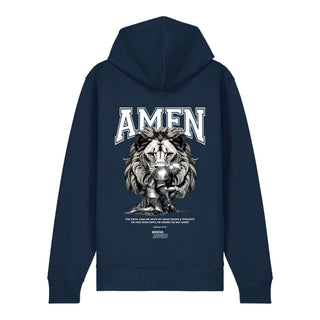 Amen Zipper Hoodie Backprint, Navy, Rückseite, Mountain Movers christliche Streetwear