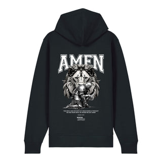 Amen Zipper Hoodie Backprint, Schwarz, Rückseite, Mountain Movers christliche Streetwear