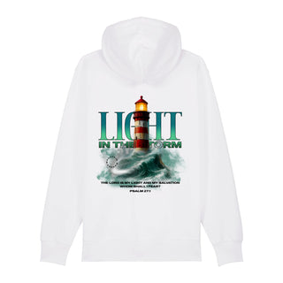 God as Our Light and Salvation Zipper Hoodie Backprint, Weiß, Rückseite, Mountain Movers christliche Streetwear