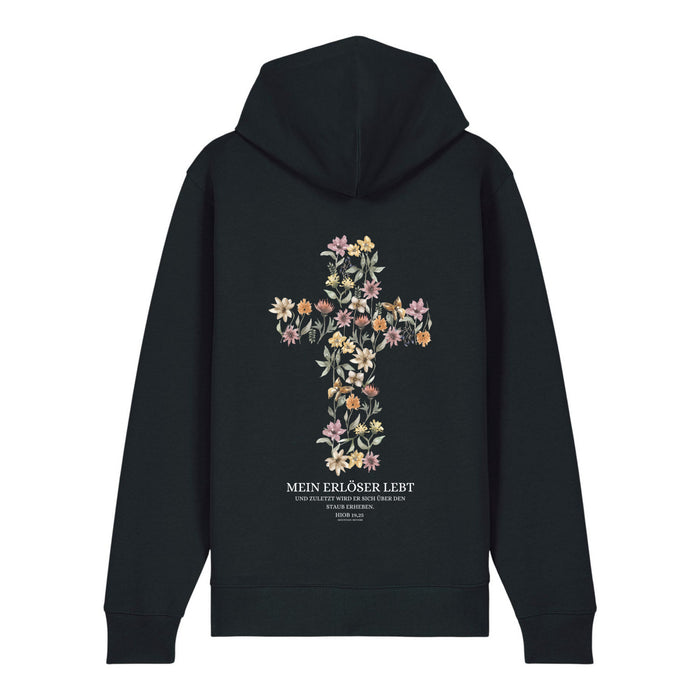 Mein Erlöser lebt Zipper Hoodie Backprint