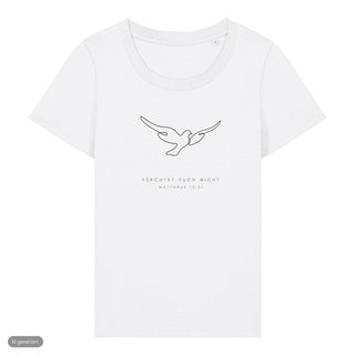 Fürchtet euch nicht Taube Frauenshirt, Weiß, Vorderseite