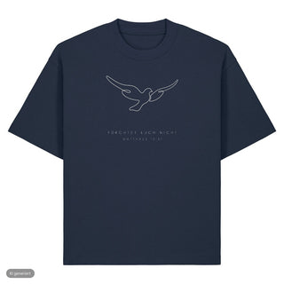 Fürchtet euch nicht Taube Heavy Oversized Shirt, French Navy, Vorderseite