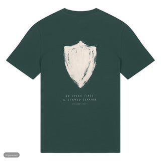 He Spoke First T-Shirt, Grün, Rückseite