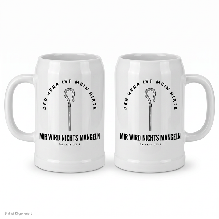 Bierkrug „Mir wird nichts mangeln" | Psalm 23:1 | 500 ml