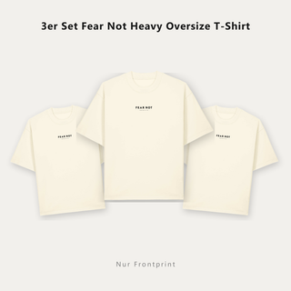 3er Set Fear Not Heavy Oversize T-Shirt in Cream, drei Shirts mit Frontprint
